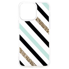 Pattern, Blue, Gold, Lines, Stripes Iphone 15 Pro Max Tpu Uv Print Case by kyorashop23