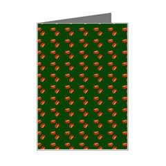 Kawaii Pumpkin Patt Green Mini Greeting Card by snowwhitegirl