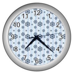 Snowflakes Winter Christmas Wall Clock (silver) by anzea