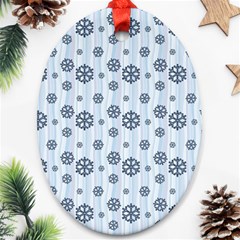 Snowflakes Winter Christmas Oval Ornament (two Sides) by anzea