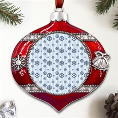 Snowflakes Winter Christmas Metal Snowflake And Bell Red Ornament by anzea