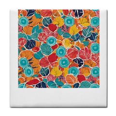 Floral And Leaves Pattern Tile Coaster by BellaVistaTshirt02