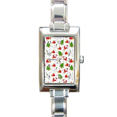 Christmas Pattern  Trees Santa Rectangle Italian Charm Watch by Maspions