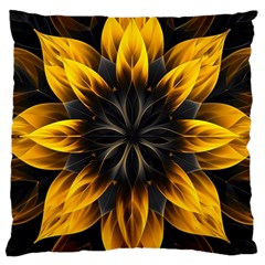 Yellow Flower Pattern Leaves Standard Premium Plush Fleece Cushion Case (one Side) by Maspions