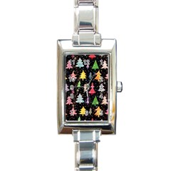 Fun Christmas Trees Adoxali Scandinavian Artistic Background Pattern Rectangle Italian Charm Watch by Maspions