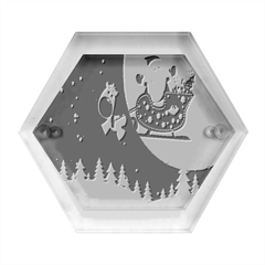 Deer Santa Claus Flying Trees Moon Night Merry Christmas Hexagon Wood Jewelry Box by anzea