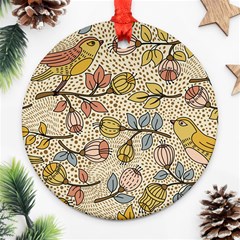 Seamless Pattern With Flower Bird Ornament (round) by Bedest