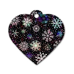 Shiny Winter Snowflake Abstract Christmas Cold Crystal December Dog Tag Heart (two Sides) by Bedest