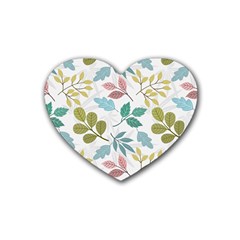 Leaf Pattern  Rubber Coaster (heart) by Safari