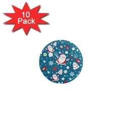 Christmas Pattern, Pattern, Christmas, Santa, Blue 1  Mini Magnet (10 Pack)  by kyorashop23