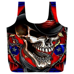 Confederate Flag Usa America United States Csa Civil War Rebel Dixie Military Poster Skull Full Print Recycle Bag (xxl) by Ket1n9