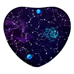 Realistic Night Sky Poster With Constellations Heart Glass Fridge Magnet (4 Pack) by Ket1n9