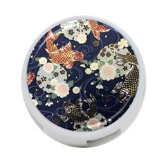 Japanese Wave Koi Illustration Pattern 4-port Usb Hub (one Side) by Ndabl3x