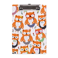 Cute Colorful Owl Cartoon Seamless Pattern A5 Acrylic Clipboard by Apen