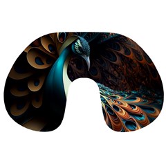 Colorful Peacock Bird Feathers Travel Neck Pillow by Apen