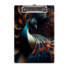 Colorful Peacock Bird Feathers A5 Acrylic Clipboard by Apen