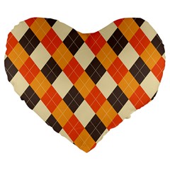 Halloween Argyle Pattern  Large 19  Premium Flano Heart Shape Cushions by Safari