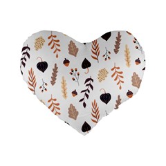 Autumn Seamless Leaves Pattern  Standard 16  Premium Flano Heart Shape Cushions by Safari