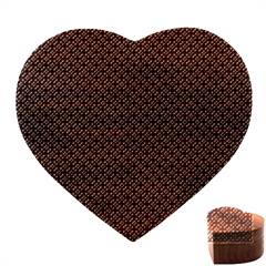 Brown Red Dot Pattern Heart Wood Jewelry Box by ytdream