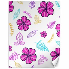 Flowers Leaves Pattern Art Bloom Canvas 18  X 24  by Grandong