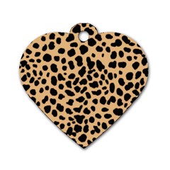 Leopard Skin Pattern Dog Tag Heart (two Sides) by Bedest