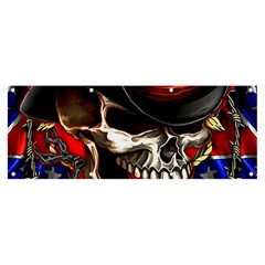 Confederate Flag Usa America United States Csa Civil War Rebel Dixie Military Poster Skull Banner And Sign 8  X 3  by Ket1n9