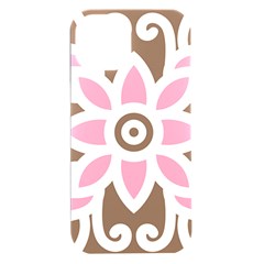 A Pink Flower On A Brown Background Iphone 15 Plus Black Uv Print Pc Hardshell Case by catchydesignhill