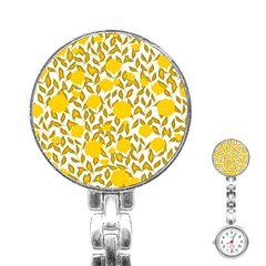 Yellow Flowers Roses On The Wall Lemons Stainless Steel Nurses Watch by ConteMonfrey