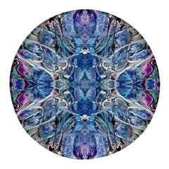 Blue Pour Blend  Round Glass Fridge Magnet (4 Pack) by kaleidomarblingart