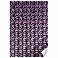 Sugar Skull Cat Pattern Canvas 12  X 18  by ExtraAwesomeSauce