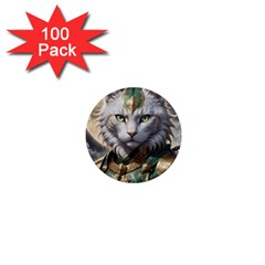 Epic Armored Cat Warrior 1  Mini Magnets (100 Pack)  by ExtraAwesomeSauce