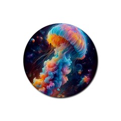 Cosmic Jellyfish Artwork Rubber Coaster (round) by ExtraAwesomeSauce