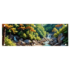 Serene Mountain Waterfall Landscape Banner And Sign 6  X 2  by ExtraGoodSauce