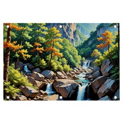 Serene Mountain Waterfall Landscape Banner And Sign 6  X 4  by ExtraGoodSauce