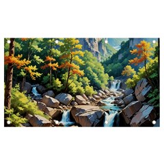 Serene Mountain Waterfall Landscape Banner And Sign 7  X 4  by ExtraGoodSauce