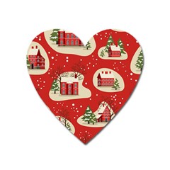 Christmas New Year Seamless Pattern Heart Magnet by Ket1n9