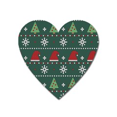 Beautiful Knitted Christmas Pattern Heart Magnet by Ket1n9