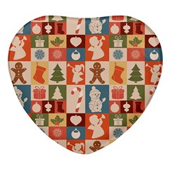 Cute Christmas Seamless Pattern Vector  - Heart Glass Fridge Magnet (4 Pack) by Ket1n9