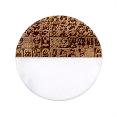 Spanish Gothic Girls Pattern Classic Marble Wood Coaster (round)  by violetheavensky