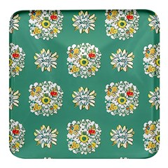 Retro 1960s Flowers Pattern 2 Square Glass Fridge Magnet (4 Pack) by violetheavensky