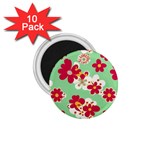 Retro 1960s Flowers Pattern 1.75  Magnets (10 pack)  Front