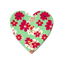 Retro 1960s Flowers Pattern Heart Magnet by violetheavensky