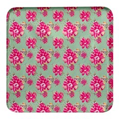 Retro 1880s Flowers Pattern 11 Square Glass Fridge Magnet (4 Pack) by violetheavensky