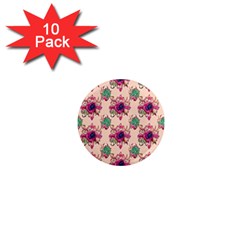 Retro 1880s Flowers Pattern 10 1  Mini Magnet (10 Pack)  by patterns123