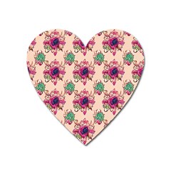 Retro 1880s Flowers Pattern 10 Heart Magnet by patterns123