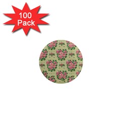 Retro 1880s Flowers Pattern 9 1  Mini Magnets (100 Pack)  by violetheavensky