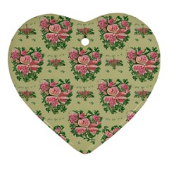 Retro 1880s Flowers Pattern 9 Heart Ornament (two Sides) by violetheavensky