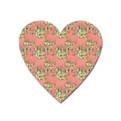 Retro 1880s Flowers Pattern 12 Heart Magnet by violetheavensky