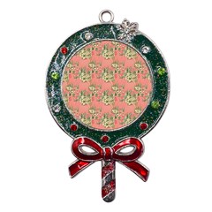 Retro 1880s Flowers Pattern 12 Metal X mas Lollipop With Crystal Ornament by violetheavensky