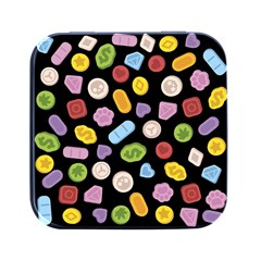 Ecstasy Pills Pattern Square Metal Box (black) by Valentinaart